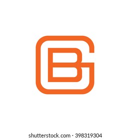 letter G and B monogram square shape logo orange