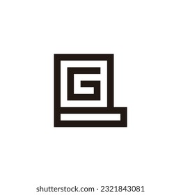 Letter G in B square, unique geometric symbol simple logo vector 