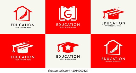 letter G B star graduation hat book feather house logo for education inspiration logo