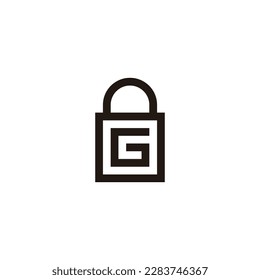 Letter G bag, square geometric symbol simple logo vector