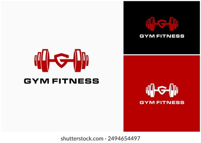 Letter G Barbell Gym Fitness Weight Lifting Training Exercise Vector Logo Design Illustration