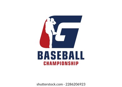 Letra G con diseño de logotipo de béisbol. Elementos de plantilla de diseño de vectores para equipo deportivo o corporativo.