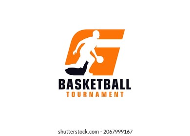 Letter G with Basketball Logo Design. Vector Design Template Elements for Sport Team or Corporate.