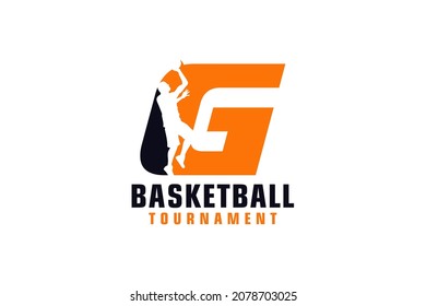 Letter G with Basketball Logo Design. Vector Design Template Elements for Sport Team or Corporate.