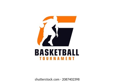 Letter G with Basketball Logo Design. Vector Design Template Elements for Sport Team or Corporate.