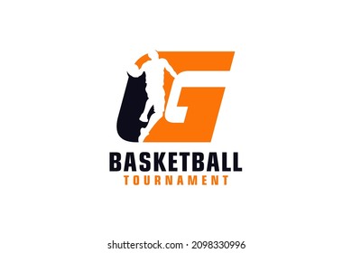 Letter G with Basketball Logo Design. Vector Design Template Elements for Sport Team or Corporate.