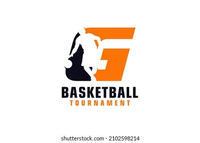 Letter G with Basketball Logo Design. Vector Design Template Elements for Sport Team or Corporate.