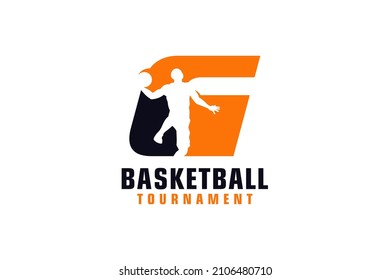 Letter G with Basketball Logo Design. Vector Design Template Elements for Sport Team or Corporate.