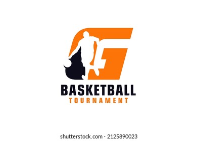 Letter G with Basketball Logo Design. Vector Design Template Elements for Sport Team or Corporate.