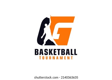 Letter G with Basketball Logo Design. Vector Design Template Elements for Sport Team or Corporate.