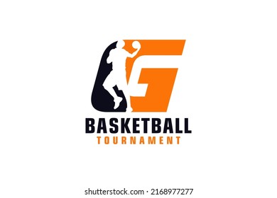 Letter G with Basketball Logo Design. Vector Design Template Elements for Sport Team or Corporate.