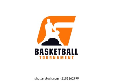 Letter G with Basketball Logo Design. Vector Design Template Elements for Sport Team or Corporate.