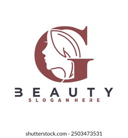 Letter G Beauty Spa Logo Concept With Woman Face Icon Vector Template