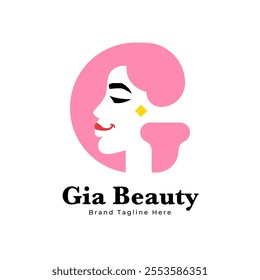 Letter G Beauty Woman Face Logo,for salon, spa, cosmetic, fashion, makeup, boutique and beauty clinic business