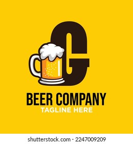 Letter G Beer Logo Design Template Inspiration, Vector Illustration.