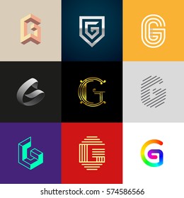Letter "G" big logo pack. Creative vector monograms. Eps10 format.