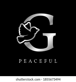 letter G bird royal decoration luxury silver color