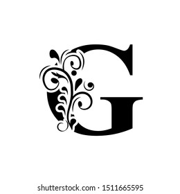 Letter G Black Flower Alphabet Beautiful Stock Vector (Royalty Free ...