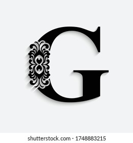 Letter G Black Flower Alphabet Beautiful Stock Vector (Royalty Free ...