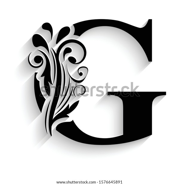 Letter G Black Flower Alphabet Beautiful Stock Vector (Royalty Free ...
