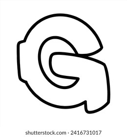 Letter G blank fill for coloring book street graffiti style vector design 