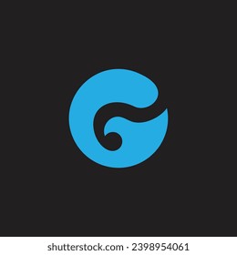 letter g blue motion waves logo vector 