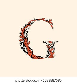 letter G with branches and leaves