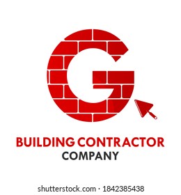 Letter g with brick logo template illustration. suitable for web, building construction company, etc