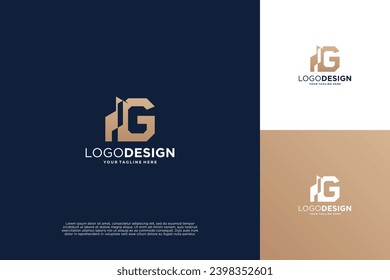 Letter G building logo design. letter G with real estate symbol.