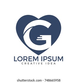 Letter G business logo design template. Heart shaped letter G logo.