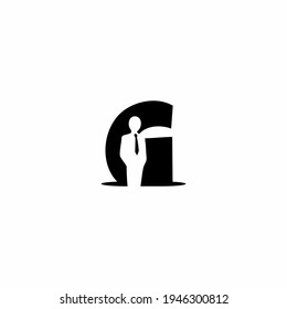 letter G and business man vector logo illustration