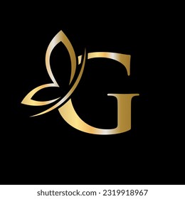 Letter G Butterfly Logo Concept For Luxury, Beauty, Spa and Fashion Symbol