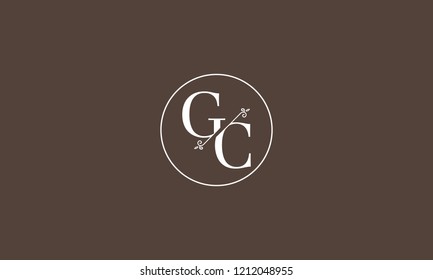 LETTER G AND C FLOWER LOGO WITH CIRCLE FRAME FOR LOGO DESIGN OR ILLUSTRATION USE