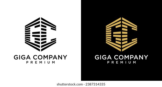 Letter G C logo design template. GC logo. Golden real estate logo isolated on black background. Logo design of investment, company, business, G, C, Financial.