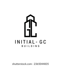 Letter g c logo icon design building template premium vector