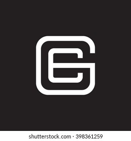 letter G and C monogram square shape logo white black background
