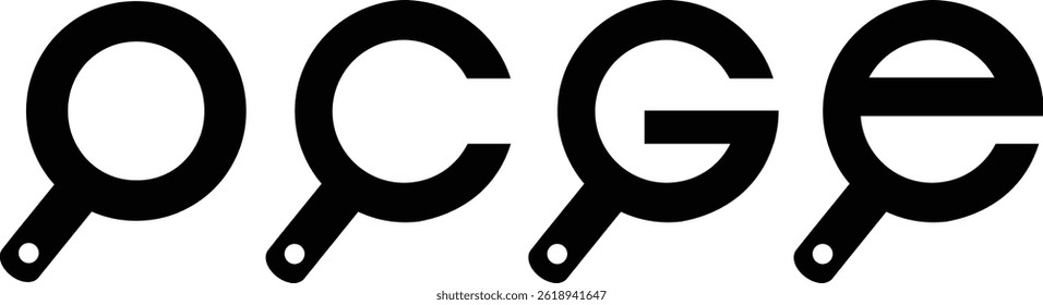 Buchstabe G C O E mit Lupenlogo