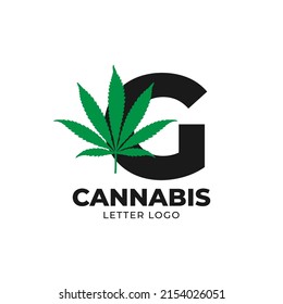 Buchstabe G mit Cannabisblatt-Vektorlogo-Design