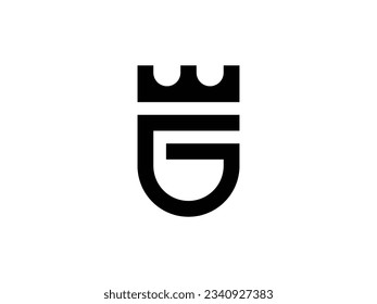 letter G castle crown king logo design