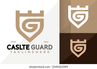 Letra G Castelo Guarda Ícone de logotipo Vetor Design