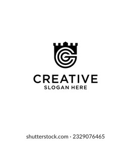 Letter g castle logo design concept