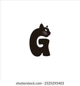 Letter G cat logo with black color