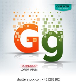 The letter G, character digital technology logo design vector illustration