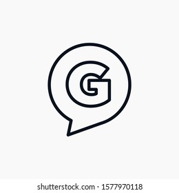 letter G chat with bubble line logo. talk logo vector modern illustration graphic abstract template. minimalist Chat concept Logo Template. Communication icon vector, social media icon - VECTOR
