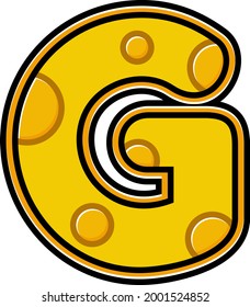 vector de dibujos animados de queso de letra G