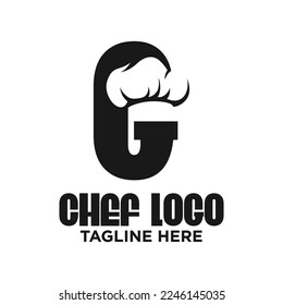 Inspiración de la plantilla de diseño del logotipo del chef de la letra G, Ilustración vectorial.