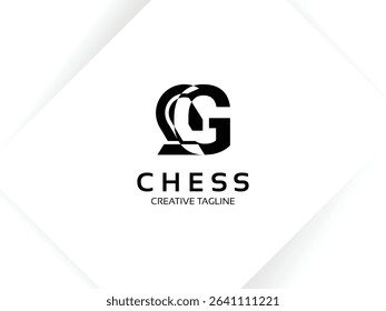 Letter G chess logo design template. Monogram knight logo