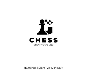 Letter G chess logo design with pawn and chess board