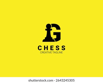 Letter G chess logo with pawn. Chess sport monogram logo template