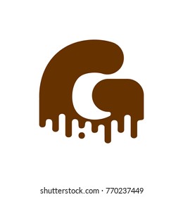 Letter G Chocolate font. sweetness alphabet. Liquid lettering. Sweet viscous ABC sign